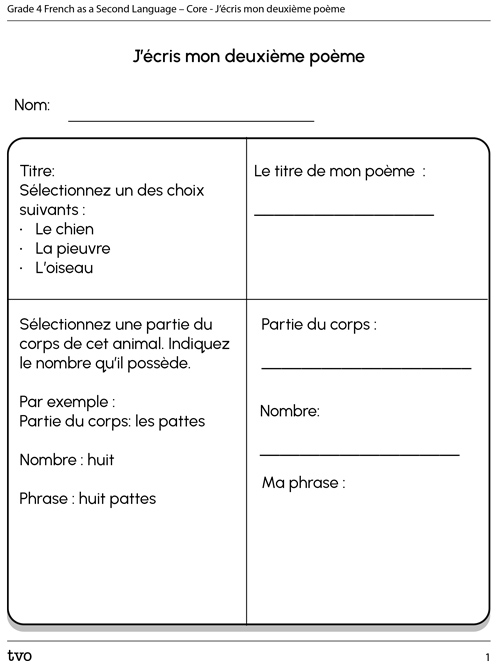 J’écris mon deuxième poème