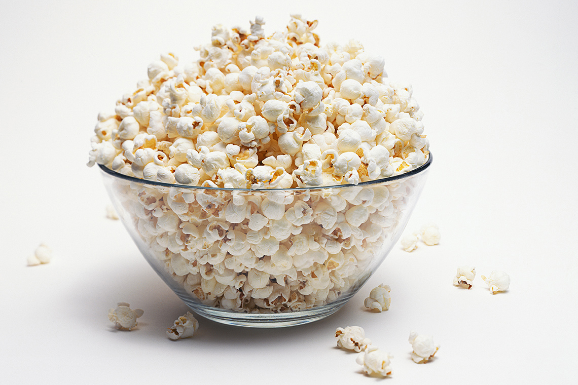 A bowl of popcorn.
