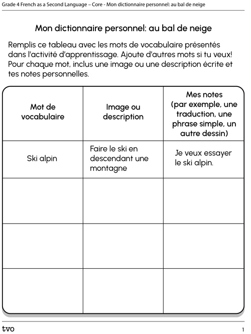 Mon dictionnaire personnel: au bal de neige.