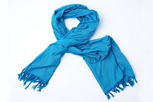 A scarf wrapped in a loop.