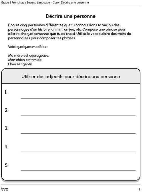 Décrire une personne