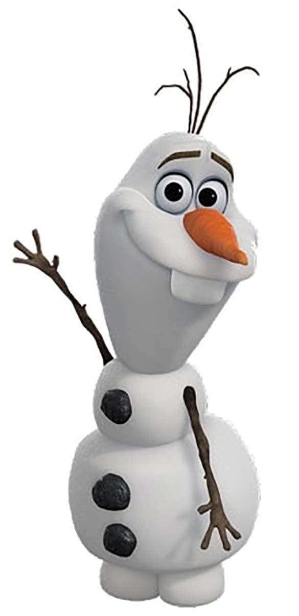 Olaf from the animated film Frozen. A cartoon character who is funny, clumsy, generous, and friendly.
