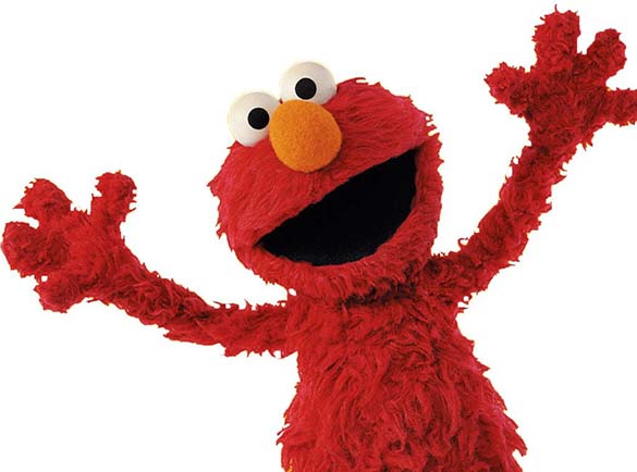 Elmo from the Sesame Street television program. A puppet character who is friendly, generous, nice, and timid.