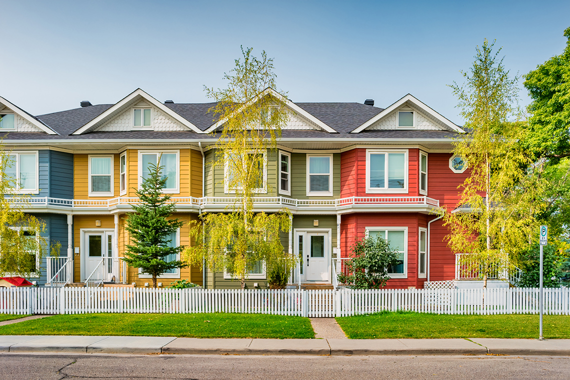 A row of town homes.