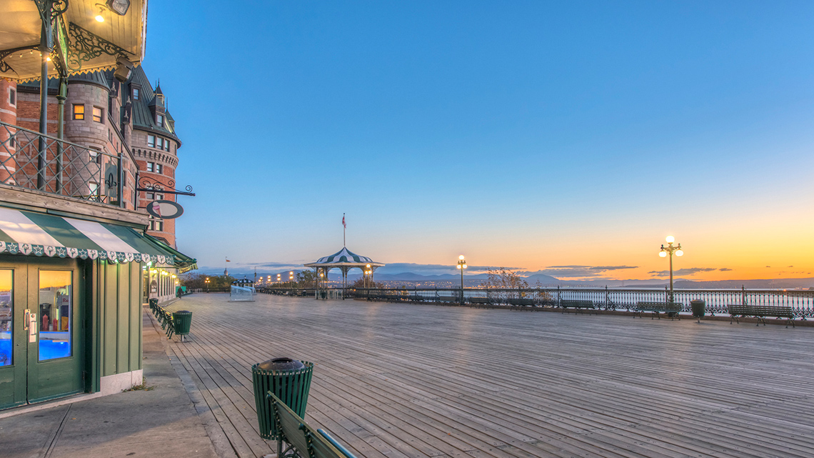 The Terrasse Dufferin overlooking the St. Lawrence River in Old Quebec City.
