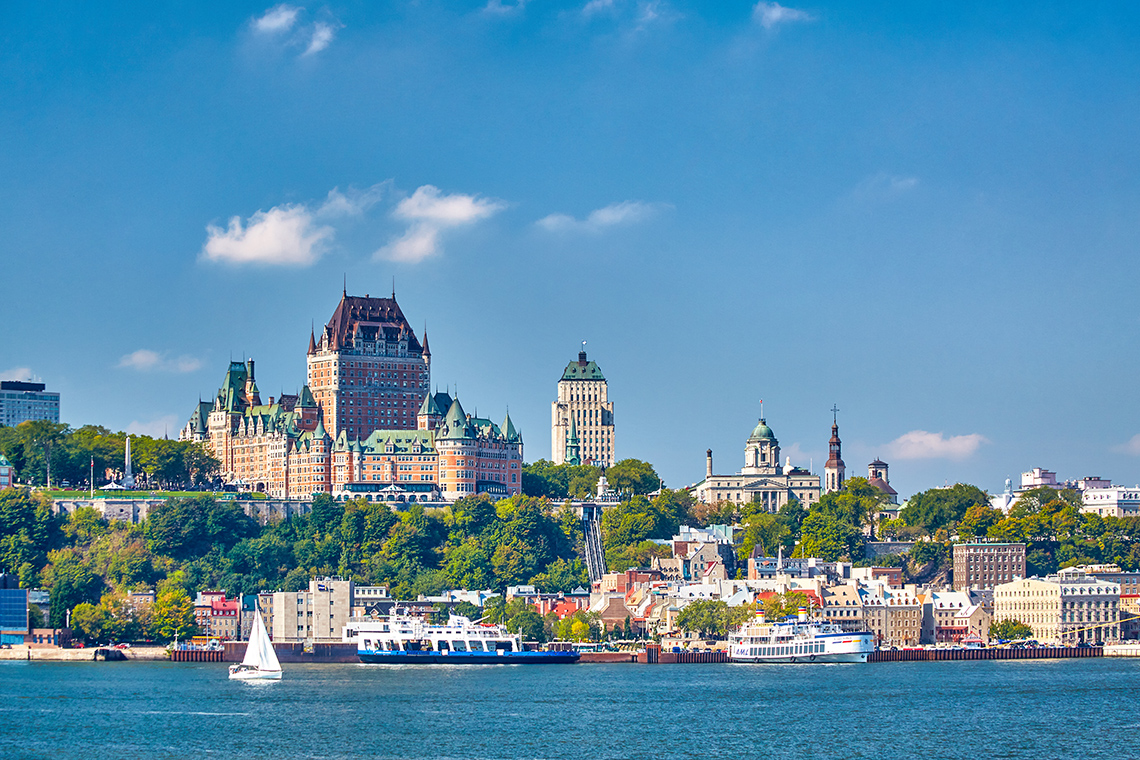 A view of le Château Frontenac from the Saint Lawrence River.