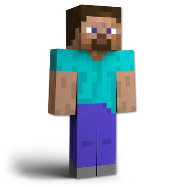 An animated man made of blocks.