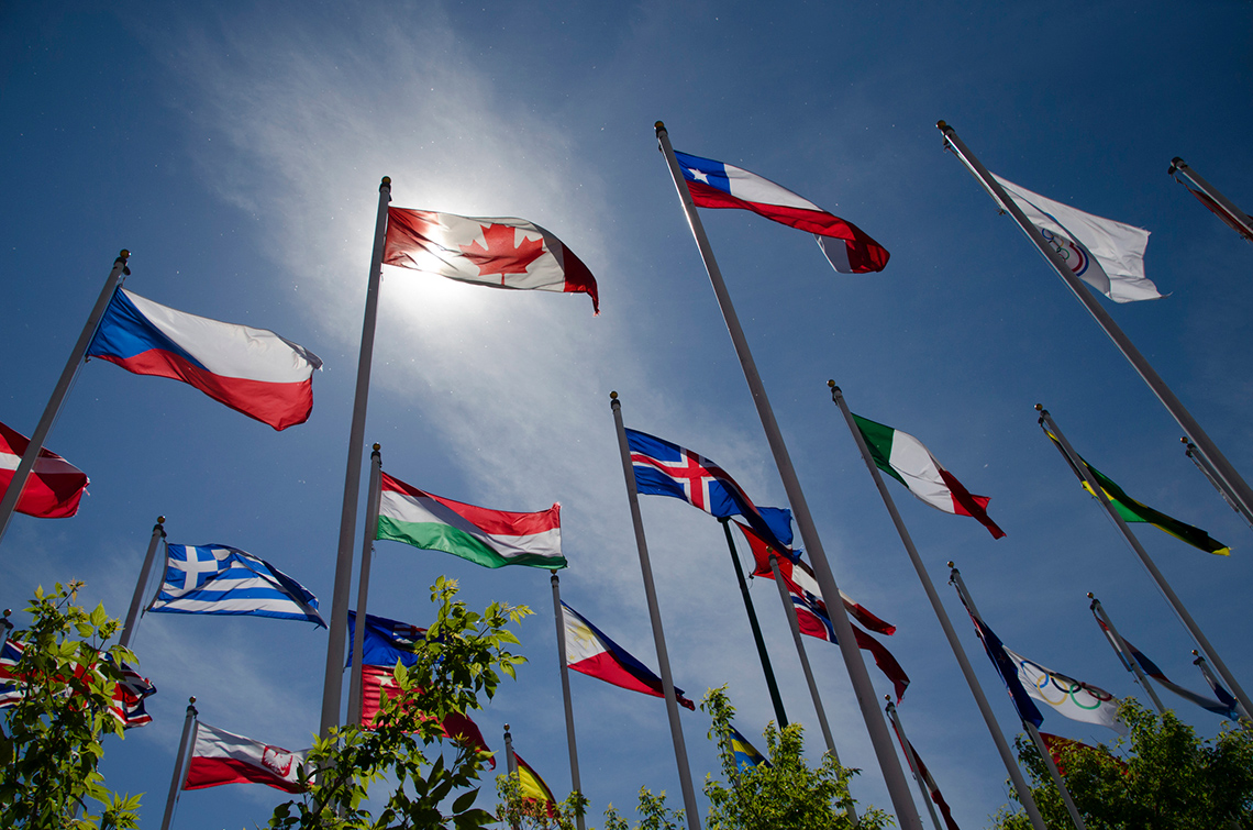 Several world flags.