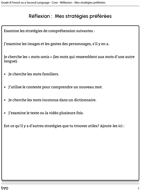 Réflexion : Mes stratégies préférées