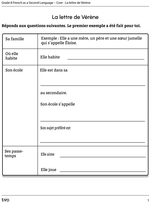 La lettre de Vérène