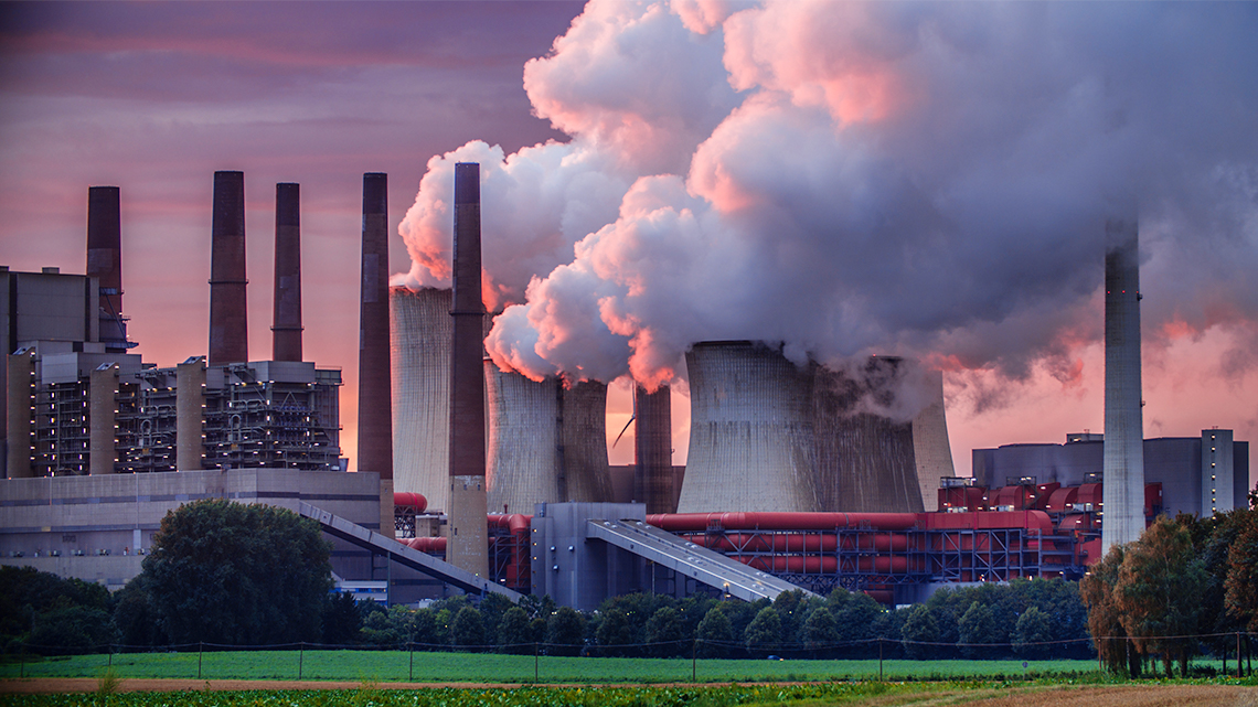 A fossil fuel power plant.