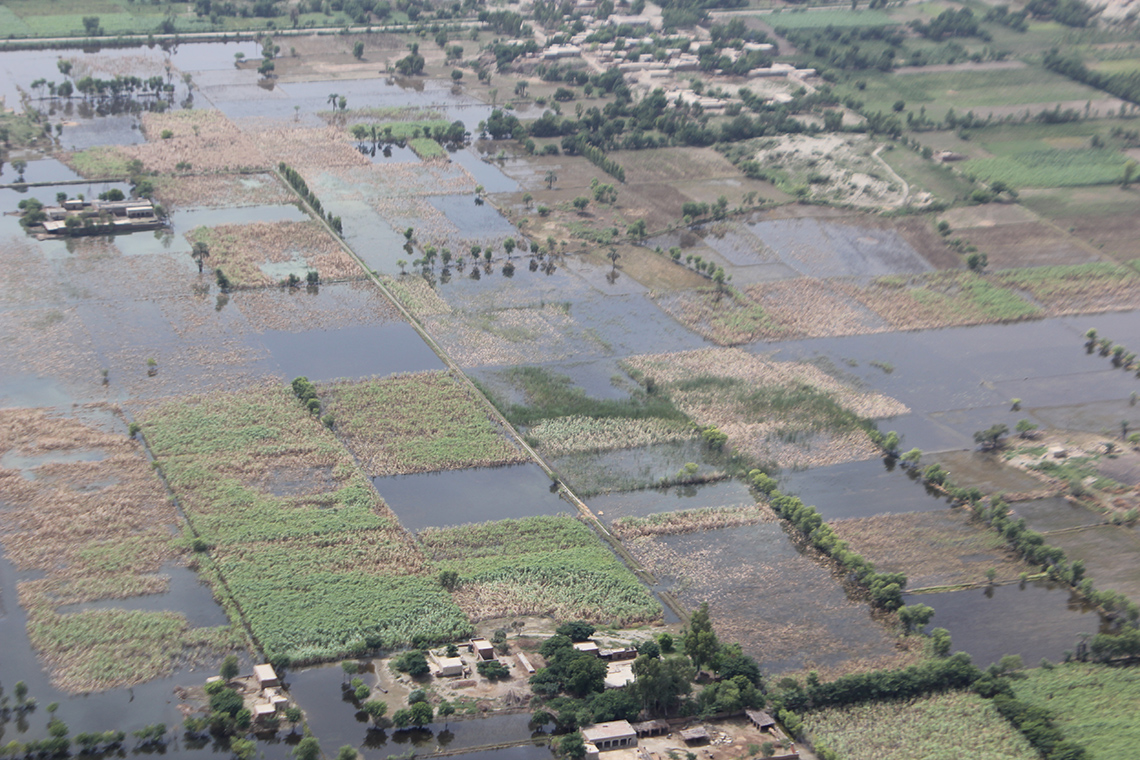 Aerial view of 2010 Pakistan floods.