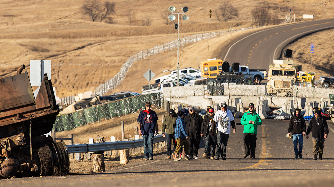 A group of protestors at the Dakota Pipeline.