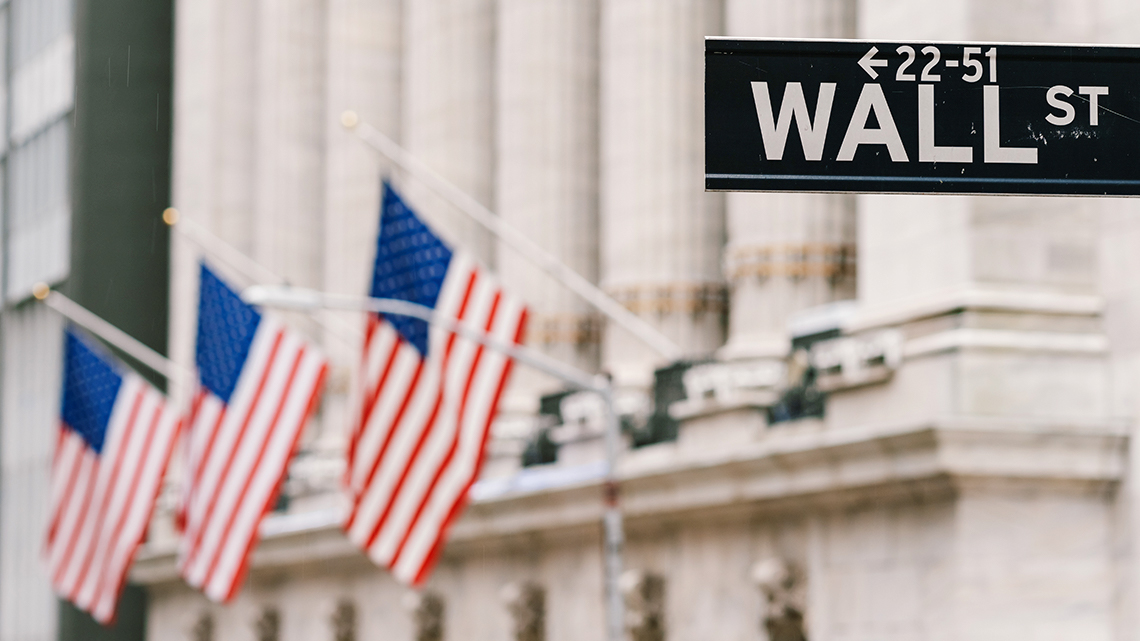 Wall Street, an area of New York City’s financial district.