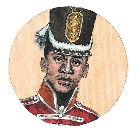 Artistic rendition of Richard Pierpoint in uniform