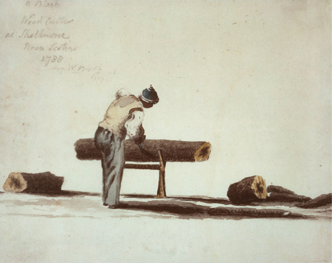 A Black Loyalist cutting a tree