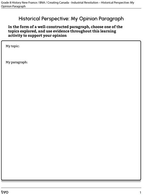 Historical Perspective: My Opinion Paragraph