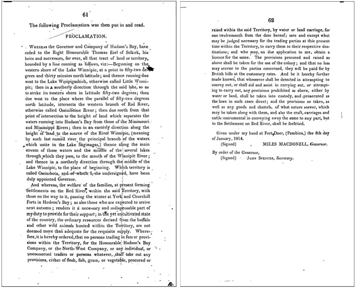 The Pemmican Proclamation.
