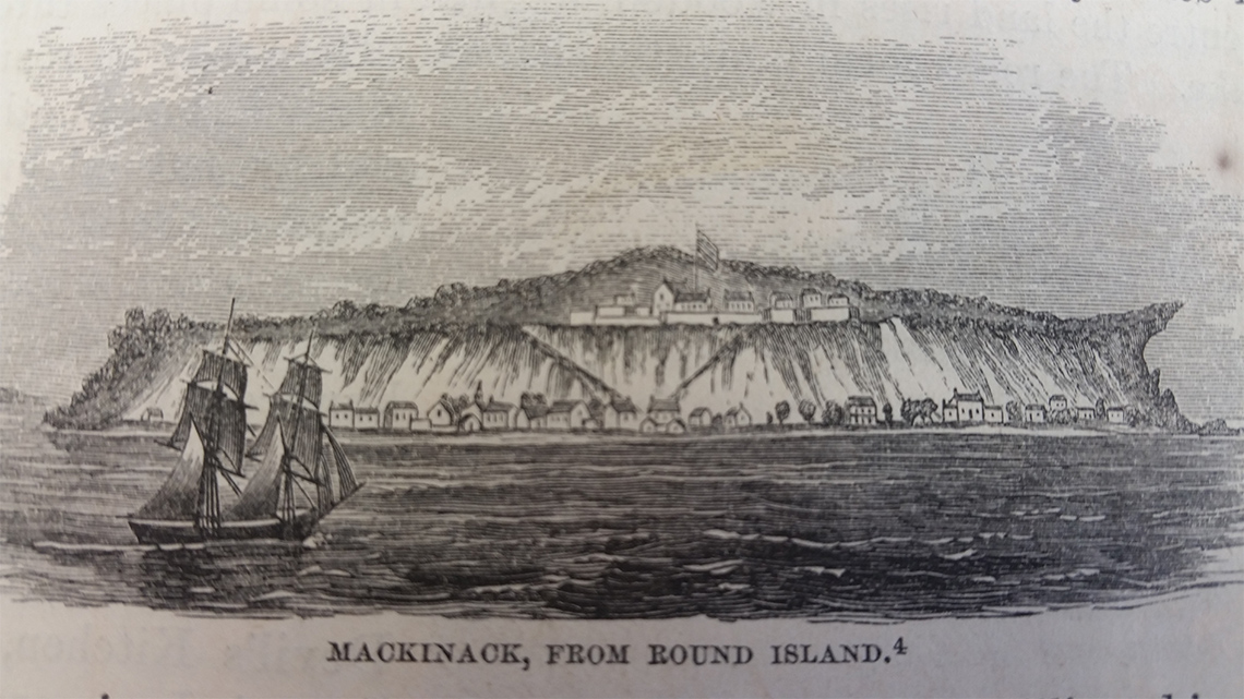 Illustration of Fort Mackinac on Michilimackinac Island