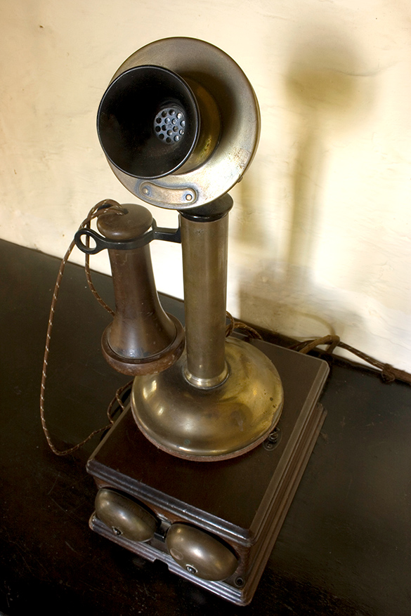 A brass Western Electric Candlestick telephone from approximately 1904
