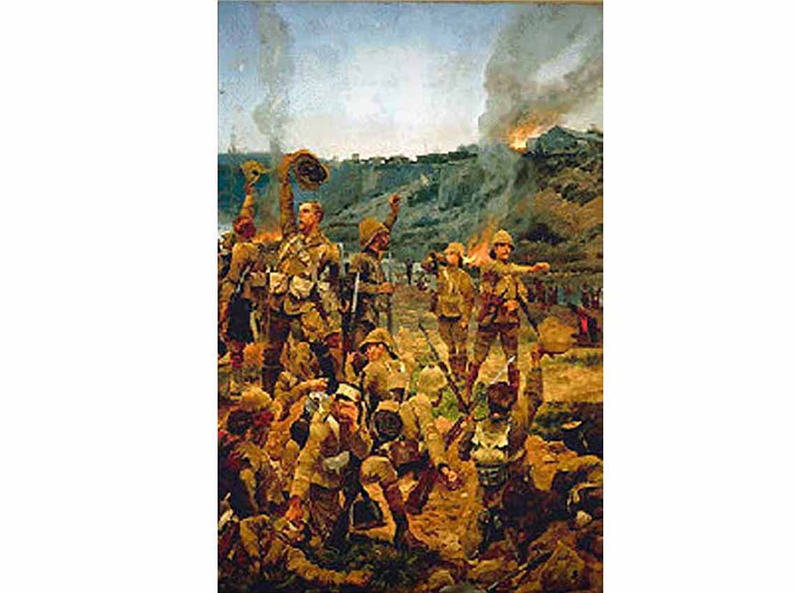 A painting of the battle of Paardeberg
