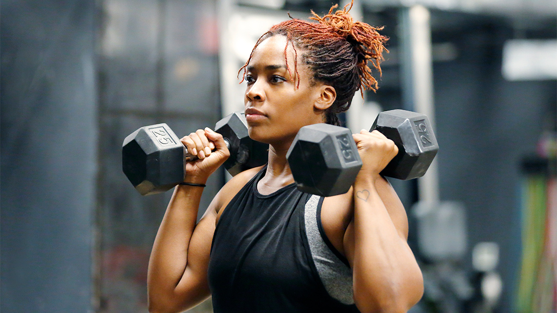 A person lifting weights.