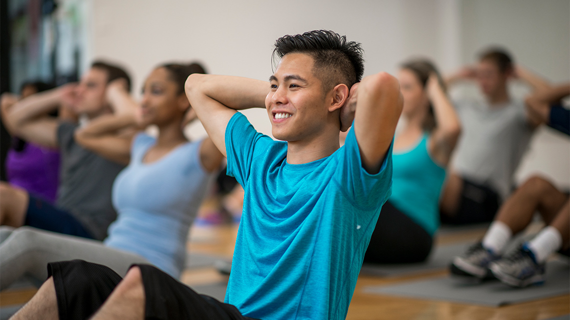 A person doing crunches.