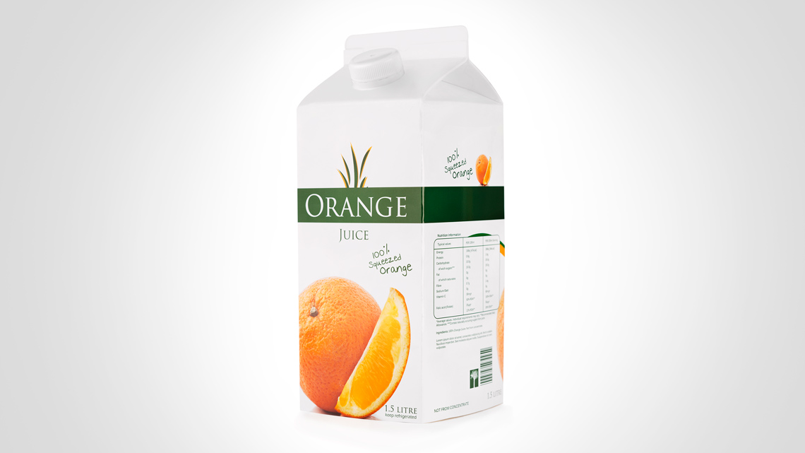 A carton of orange juice.