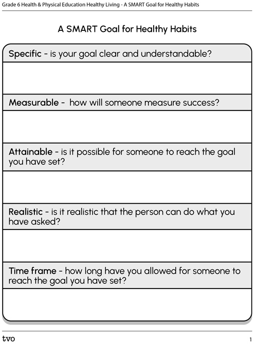A SMART Goal for Healthy Habits