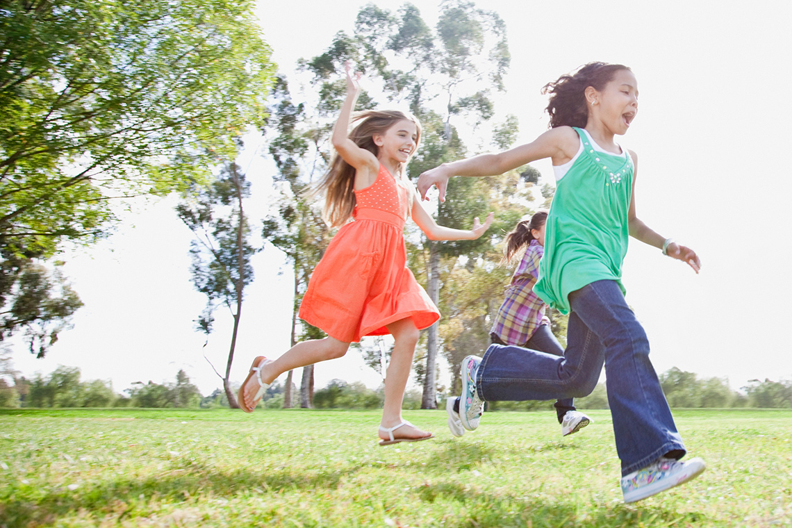 Children running outside