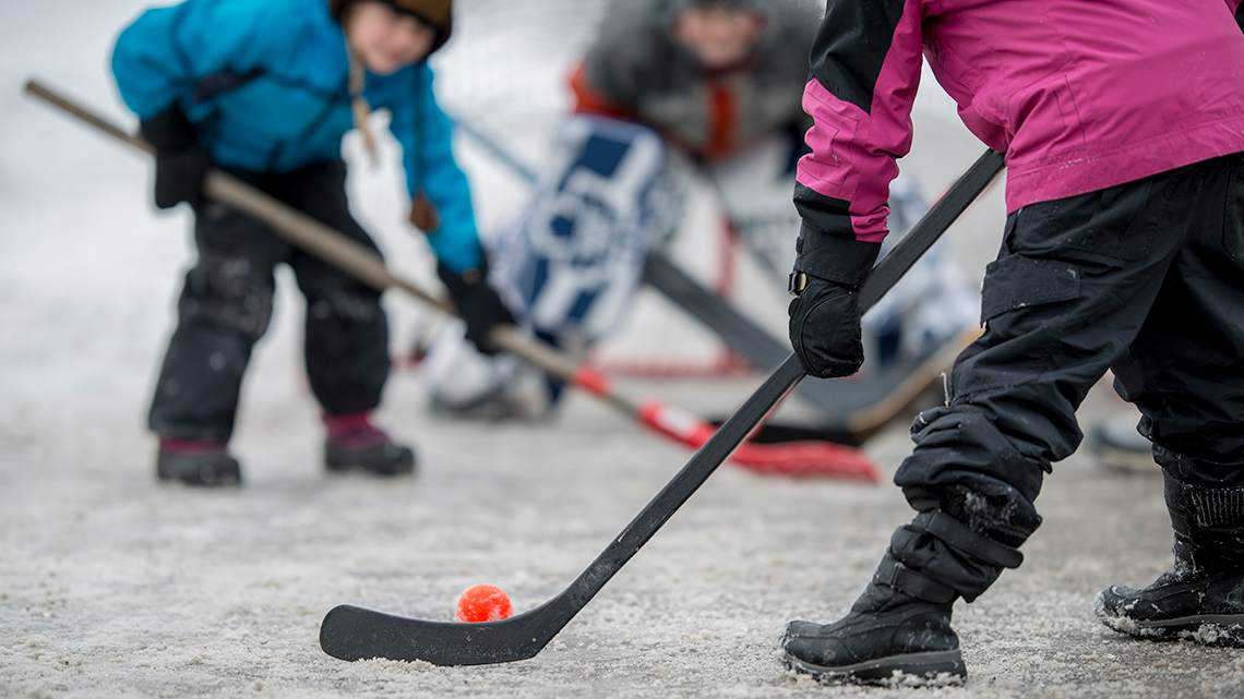 Floor/street hockey is typically played in a gym or on the street using a ball instead of a puck.