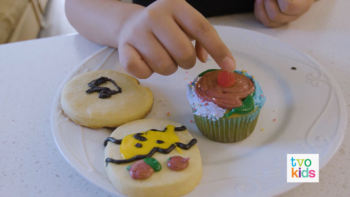 Decorating cookies and cupcakes.