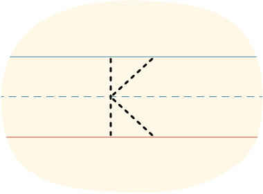 A piece of lined paper with a dotted line showing how to print the letter K in uppercase.