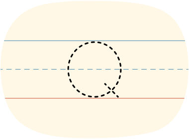 A piece of lined paper with a dotted line showing how to print the letter Q in uppercase.