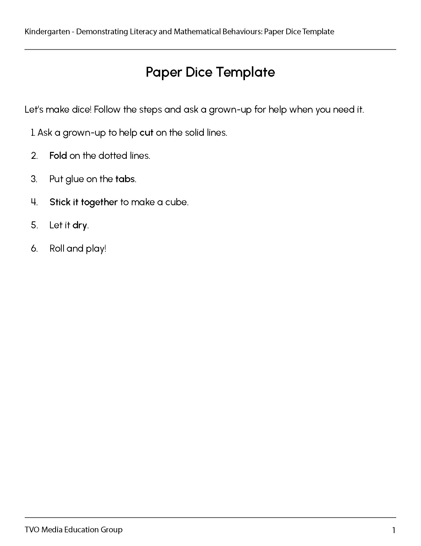 Paper Dice Template