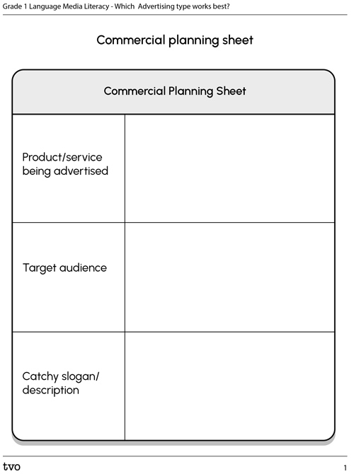 Commercial planning sheet