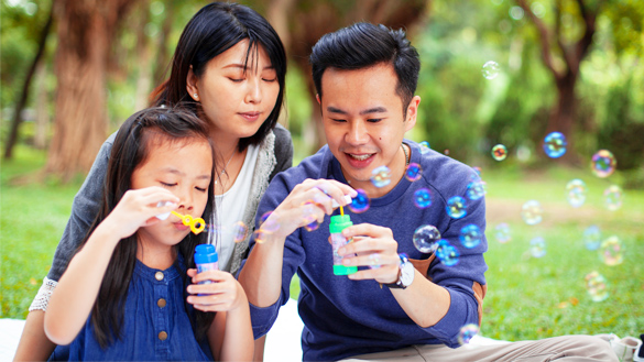 A family in a park