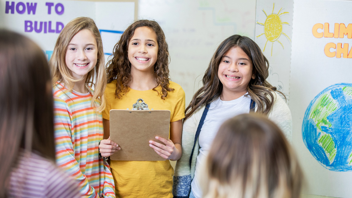 Students at a science fair