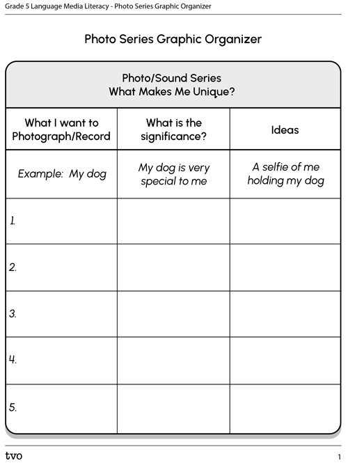 Photo Series Graphic Organizer