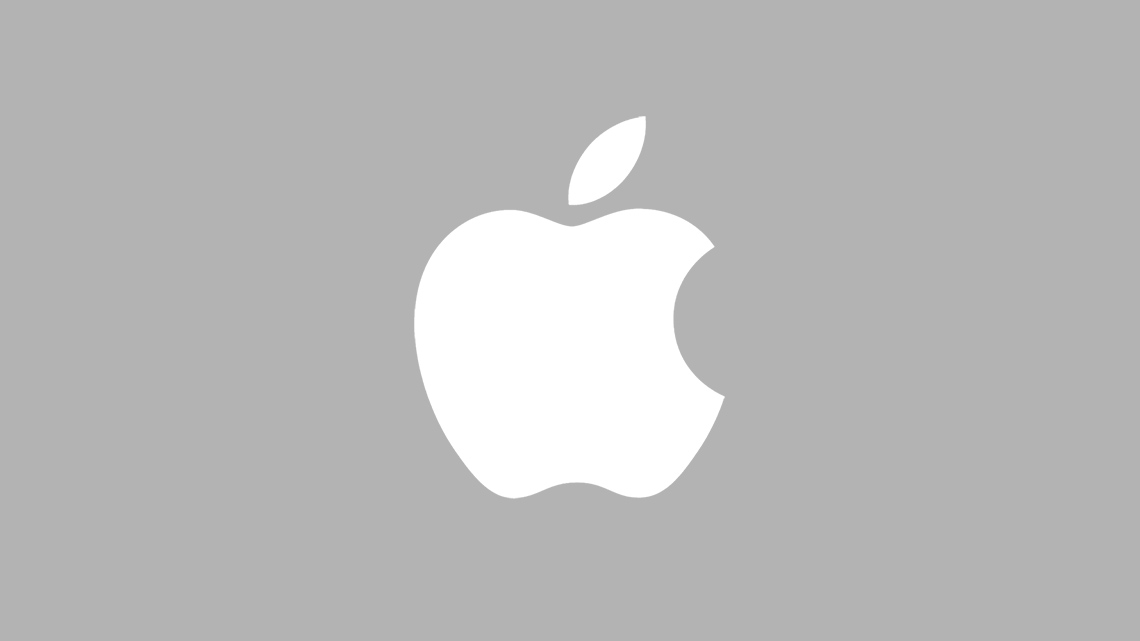 Apple logo on a grey background