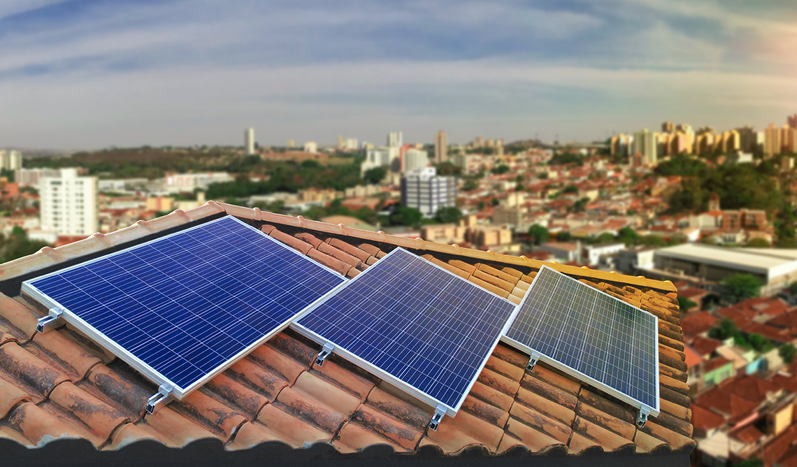 Solar pannels on a rooftop