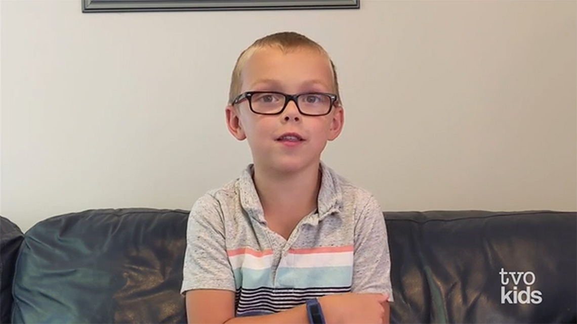 Screenshot from the TVO video Kid Reporter Alex.
