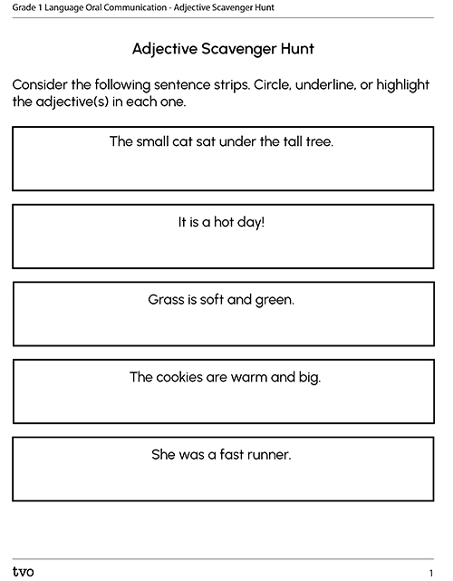 Adjective Scavenger Hunt