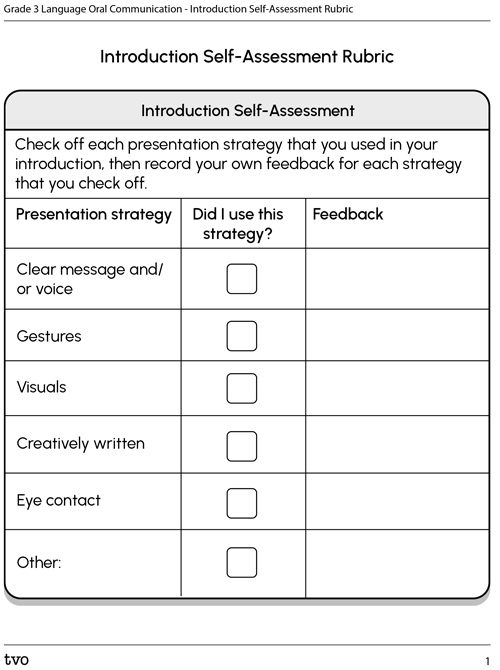 Introduction Self-Assessment Rubric