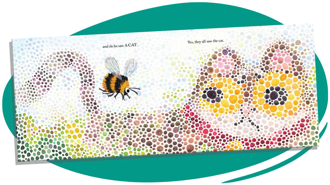 From the bee’s perspective, the cat looks like a collection of different coloured circles.