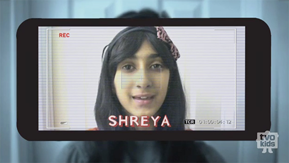 An image from the video: Oil and Water. There is a student named Shreya. She is asking a question.