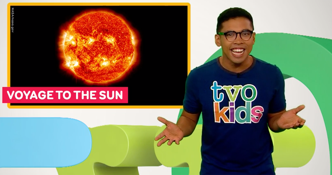 Daniel presents a photograph of the sun and its surface.  