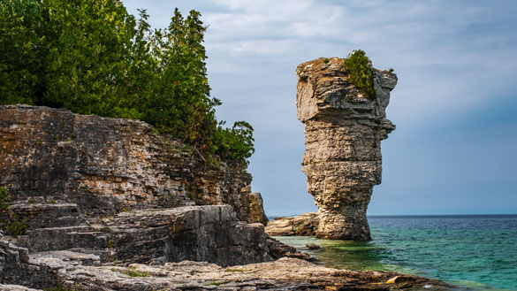 The Sea Stack Rock pillar on the Flowerpot Island.