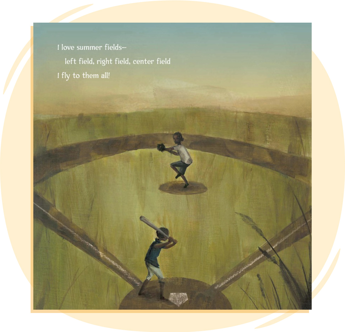 An image for the Lion of the Sky: Haiku for All Seasons. It reads:I love summer fields- Left field, right field, center field I fly to them all!