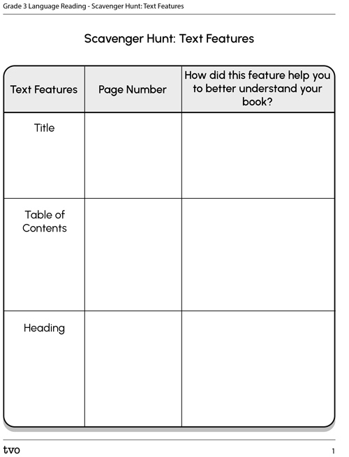 Scavenger Hunt: Text Features